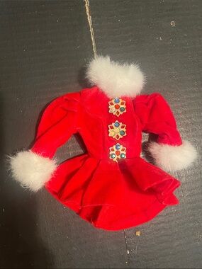 Holiday Red Velvet Vintage Barbie Doll Dress with Faux Fur Trim